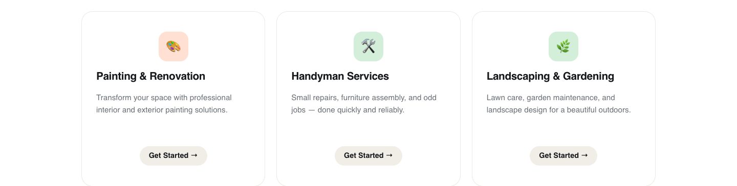home services funnel design — depth behind the breadth (SERVICES section of the Homigo Home Services funnel)